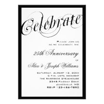 Invitation noire et blanche élégante de fête d'ann