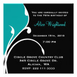 Invitation noire et bleu vert moderne d'anniversai