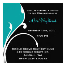 Invitation noire et bleu vert moderne d'anniversai
