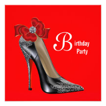Invitation noire rouge de fête d'anniversaire de c