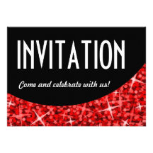 Invitation noire rouge de "invitation" de courbe d