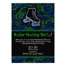 Invitation noire/verte de partie de patinage de ro