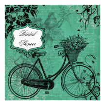 Invitation nuptiale de douche de bicyclette turquo
