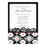 Invitation nuptiale de douche de damassé de coeurs