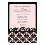 Invitation nuptiale de douche de damassé rose et n