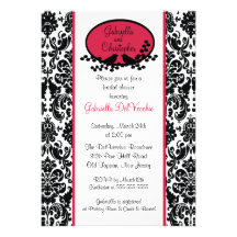 Invitation nuptiale de douche de damassé rouge