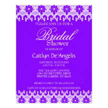 Invitation nuptiale de douche de dentelle pourpre 
