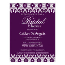 Invitation nuptiale de douche de dentelle pourpre 