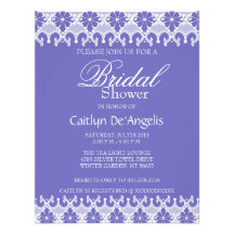 Invitation nuptiale de douche de dentelle pourpre 