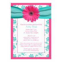 Invitation nuptiale de douche de Gerber d'Aqua ros