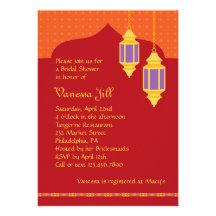 Invitation nuptiale de douche de lanterne marocain