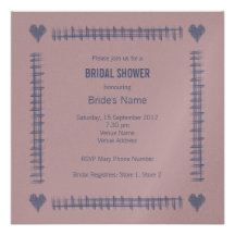 Invitation nuptiale de douche de Woodrose d'indigo
