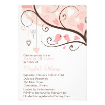 Invitation nuptiale de douche d'inséparables roses