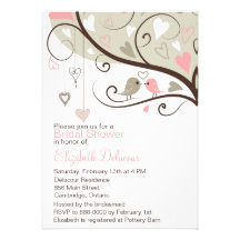 Invitation nuptiale de douche d'inséparables roses