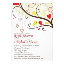 Invitation nuptiale de douche d'inséparables rouge
