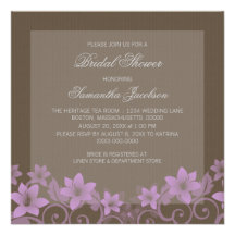 Invitation nuptiale floral rustique lilas de douch