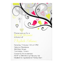 Invitation nuptiale grise de douche d'inséparables