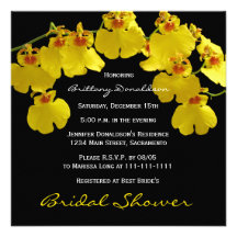 Invitation nuptiale jaune de douche -- Orchidées j