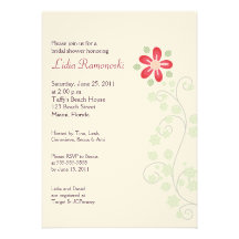 Invitation nuptiale rouge de douche de la vigne 5x
