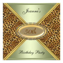 Invitation olive de fête d'anniversaire de léopard