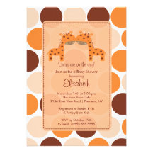 Invitation orange de baby shower de girafe de jume