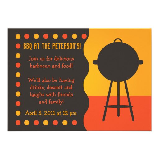 Invitation orange et noire de BBQ de gril