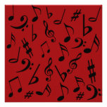 Invitation personnalisable de notes musicales roug