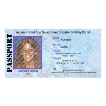Invitation personnalisable de partie de passeport photocarte personnalisée