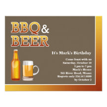 Invitation plate d'anniversaire de BBQ et de bière