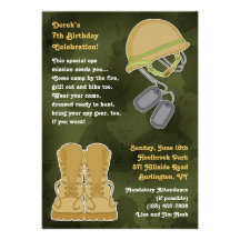 Invitation plate d'anniversaire militaire de Camo