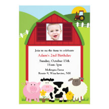 Invitation plate de ferme de photo d'anniversaire