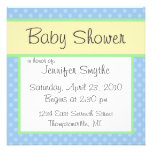 Invitation pointillée de baby shower de polka bleu