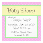 Invitation pointillée de baby shower de polka rose