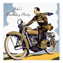 Invitation populaire d'art déco de motocyclette