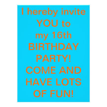 Invitation pour la 16ème fête d'anniversaire