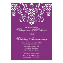 Invitation pourpre d'anniversaire de mariage de da