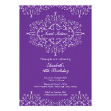 Invitation pourpre d'anniversaire de sweet sixteen
