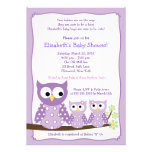 Invitation pourpre de baby shower de hiboux de hué invitations
