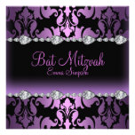 Invitation pourpre de bat mitzvah de damassé et de