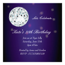 Invitation pourpre de fête d'anniversaire de boule invitations