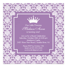 Invitation pourpre de fête d'anniversaire de princ