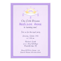 Invitation pourpre de fête d'anniversaire de princ