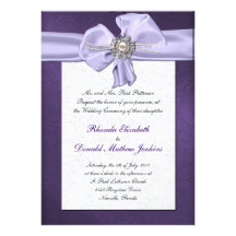 Invitation pourpre de mariage damassé