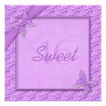 Invitation pourpre de sweet sixteen de papillons