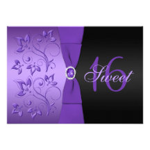 Invitation pourpre et noire de partie de sweet six