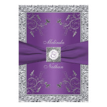 Invitation pourpre IMPRIMÉE de noces d'argent de R