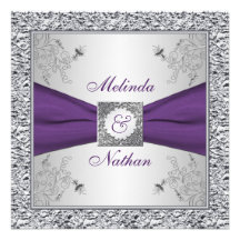 Invitation pourpre IMPRIMÉE II de noces d'argent d