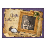 Invitation pourpre vintage II de mariage de photo 
