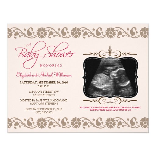 Invitation précieuse de baby shower de sonogramme 