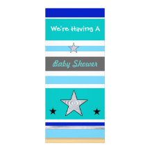 Invitation rayée bleue de baby shower d'étoile